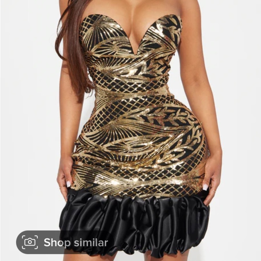 Black and gold party dress size Large